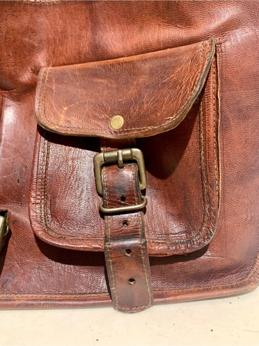 Ultra Soft Vintage Distressed Leather Satchel With Shoulder Strap